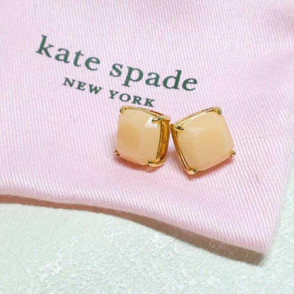 Kate Spade | Small Square - Gold Light Pink Stud Earrings - Picture 3 of 3
